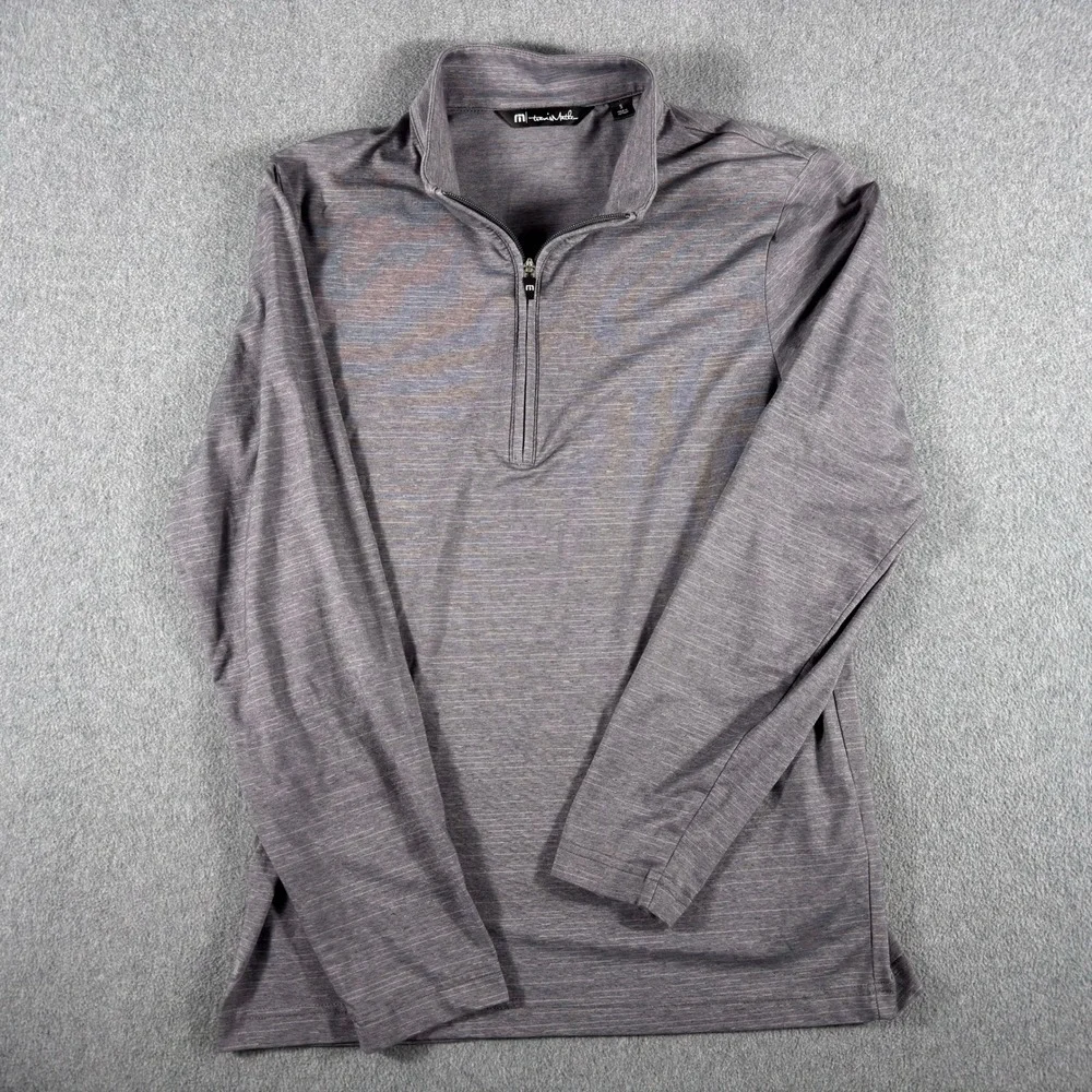Travis Mathew Mens Gray Space Dye Quarter Zip Pullover Golf Shirt Size S Small